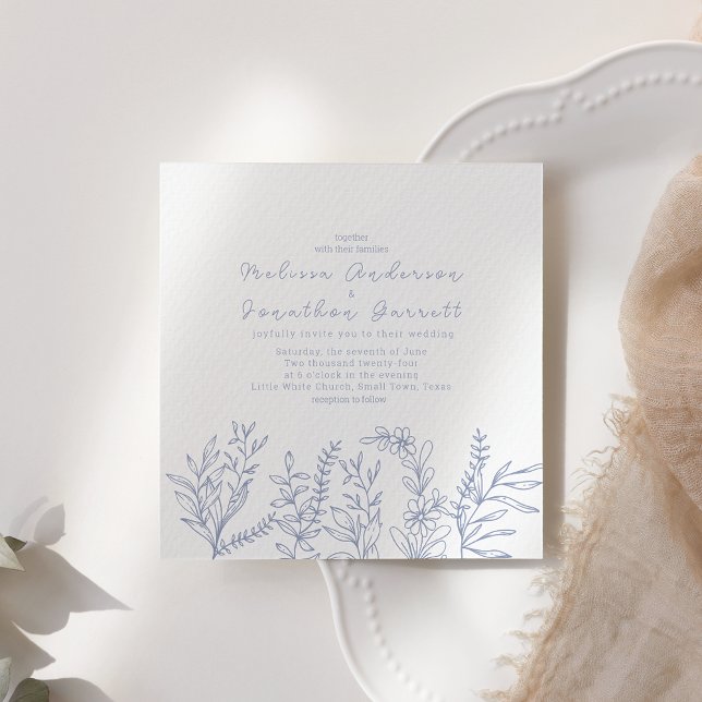 Periwinkle Flowers Roses Wedding Invitation (Creator Uploaded)