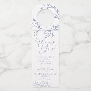 Periwinkle Flowers Script Wedding Thank You Bottle Tag