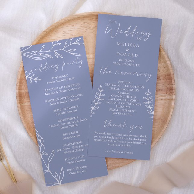 Periwinkle Flowers Simple Wedding Program Programme (Creator Uploaded)