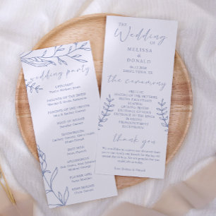 Periwinkle Flowers Simple Wedding Program Programme