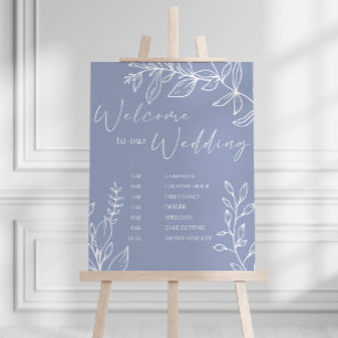 Periwinkle Flowers Wedding Schedule Poster
