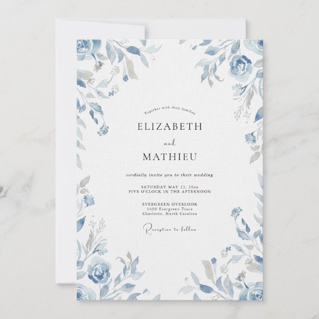 Periwinkle Foliage Eucalyptus Wedding Invitation (Front)