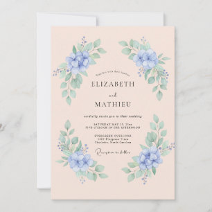 Periwinkle Gentle Bloom Wedding Invitation