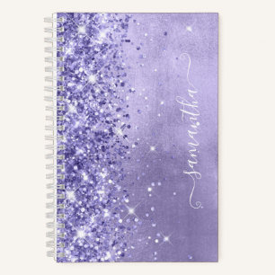Periwinkle Glitter Lavender Blue Girly Signature Notebook