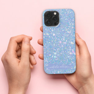Periwinkle Glitter Modern Glam iPhone Case
