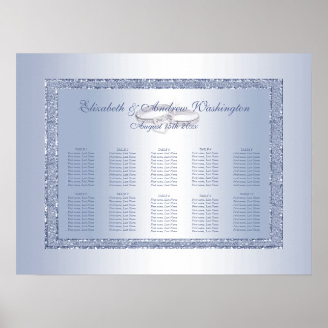Periwinkle Glitter & Silver Wedding Rings   Poster (Front)