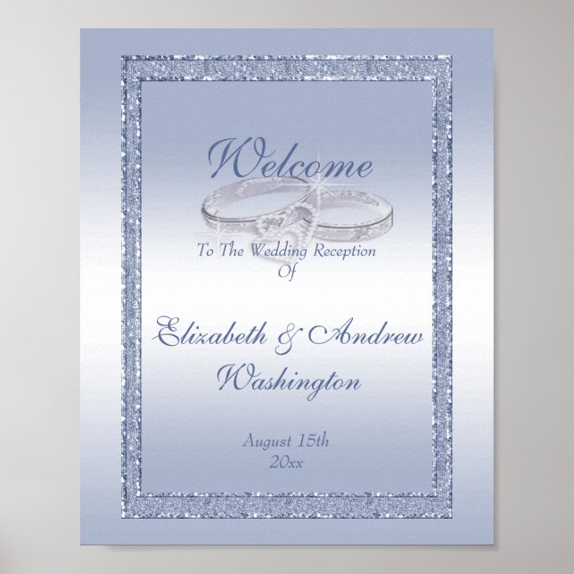 Periwinkle Glitter & Silver Wedding Rings  Poster (Front)