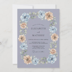 Periwinkle Graceful Floral Wedding Invitation
