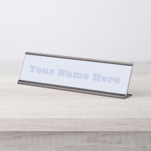 Periwinkle Gray Soft Pale White Pastel Solid Color Desk Name Plate