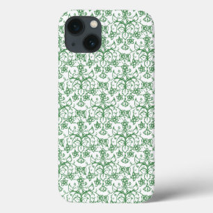 Periwinkle Green White Decorative Chic Floral iPhone 13 Case