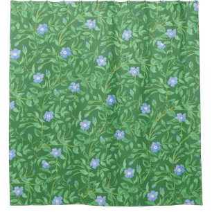 Periwinkle Green White Decorative Chic Floral Shower Curtain