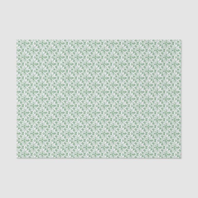 Periwinkle Green White Decorative Chic Floral Tissue Paper (Front)