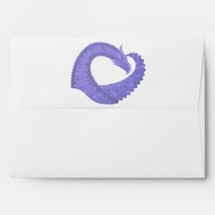 Periwinkle heart dragon on white envelopes