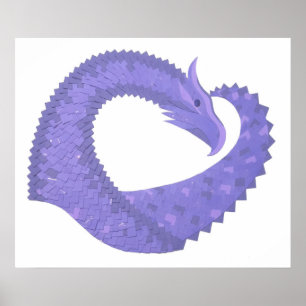 Periwinkle heart dragon on white poster