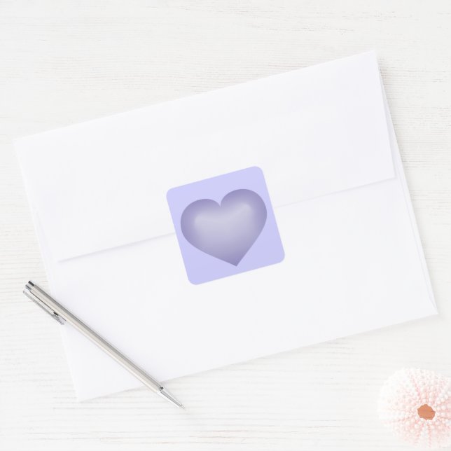 Periwinkle Heart Square Sticker (Envelope)