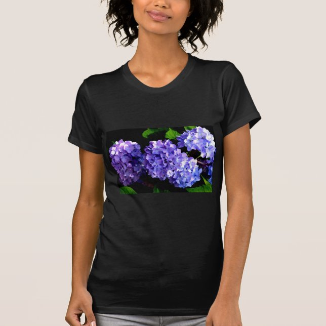 Periwinkle hydrangeas purple blue flower floral T-Shirt (Front)