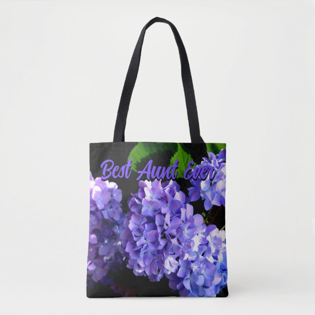 Periwinkle hydrangeas purple blue flowers for Aunt Tote Bag (Front)