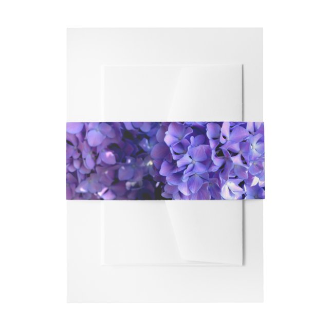 Periwinkle hydrangeas purple flowers blue flowers invitation belly band (Front Example)