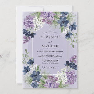 Periwinkle Indigo Wildflower Wedding Invitation