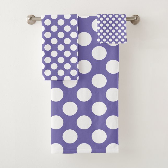 Periwinkle: Large white Polka Dot Pattern Bath Towel Set (Insitu)