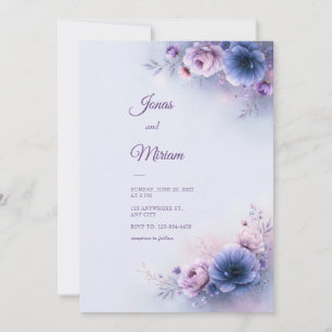 Periwinkle Lavender Floral Mist Wedding Invitation