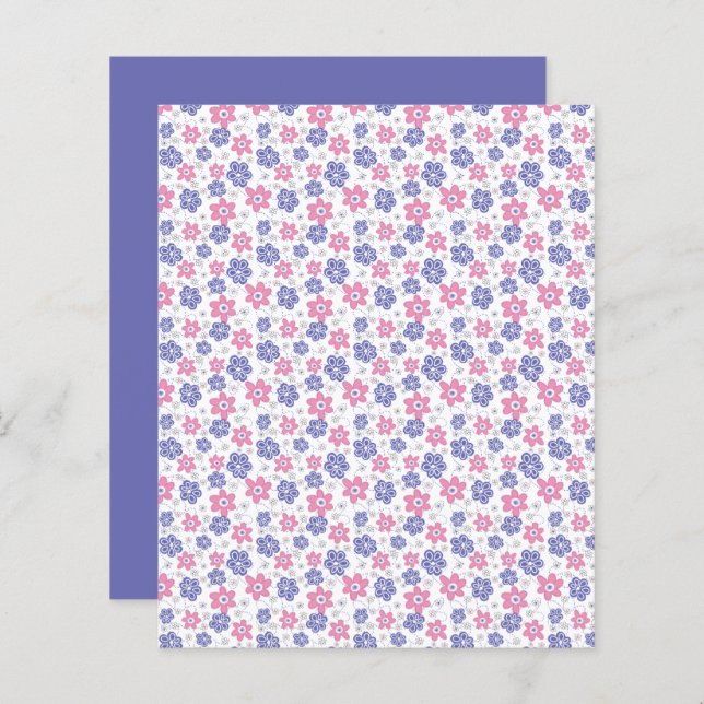 Periwinkle Lavender Pink Flowers Scrapbook Paper (Front/Back)