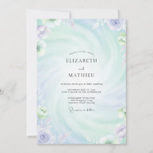 Periwinkle Lilac Hydrangea Sage Wedding Invitation