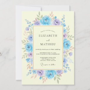 Periwinkle Lilac Ranunculus Eucalyptus Wedding Invitation