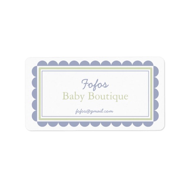 Periwinkle & Lime Frilly Bordered Company Labels (Front)