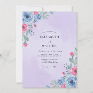 Periwinkle Magenta Bloom Wedding Invitation