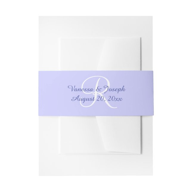 Periwinkle Monogram Wedding Belly Bands Invitation Invitation Belly Band (Front Example)