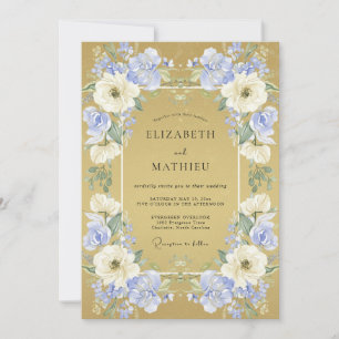 Periwinkle Opulent Bloom Wedding Invitation