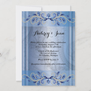 Periwinkle ornate wedding invitation