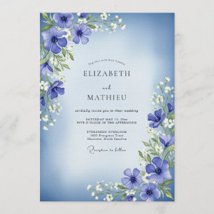 Periwinkle Painterly Floral Enchantment Wedding Invitation