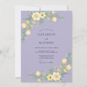 Periwinkle Painterly Floral Romance Wedding Invitation