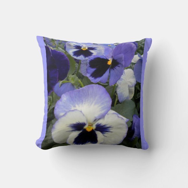 Periwinkle Pansies Throw Pillow (Front)