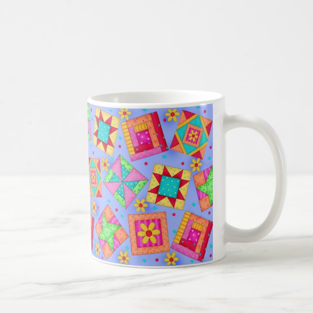 Periwinkle Patchwork Quilt Art Mug (Right)
