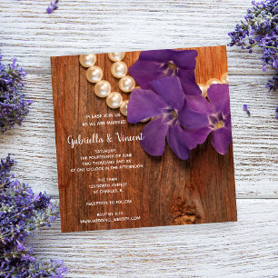 Periwinkle, Pearls and Barn Wood Ranch Wedding Invitation