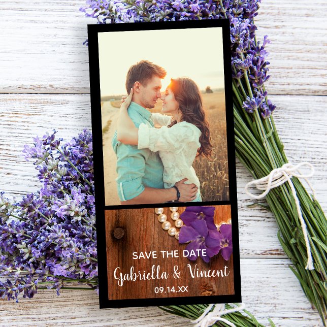 Periwinkle, Pearls Barn Wood Wedding Save the Date (Creator Uploaded)