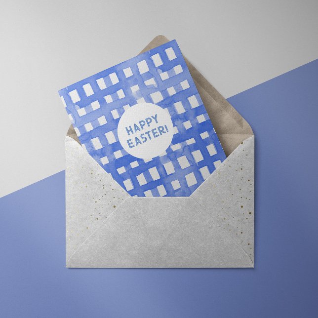 Periwinkle plaid pattern Easter Card (Creator Uploaded)