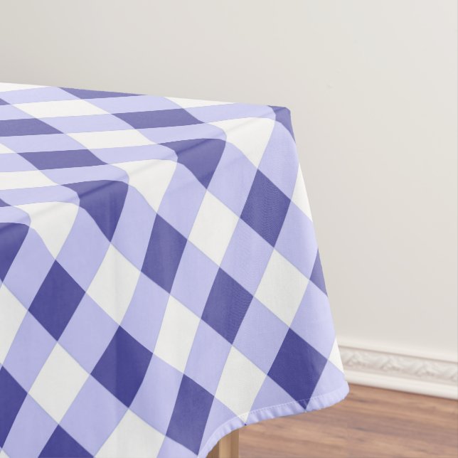 Periwinkle plaid tablecloth (In Situ)