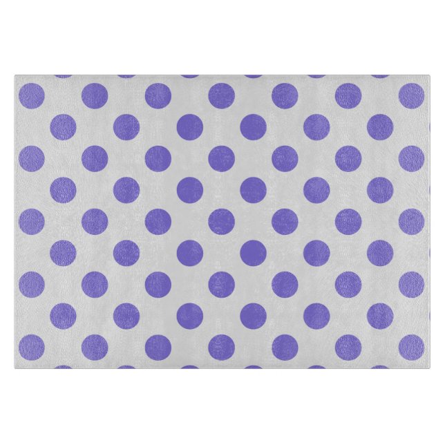 Periwinkle polka dots cutting board (Front)