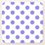 Periwinkle polka dots square paper coaster<br><div class="desc">Periwinkle polka dots on white background</div>