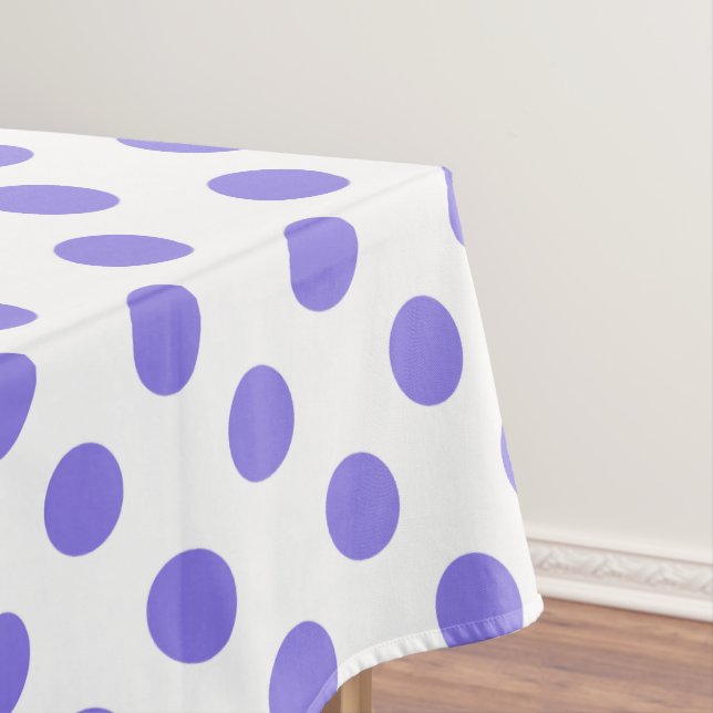 Periwinkle polka dots tablecloth (In Situ)