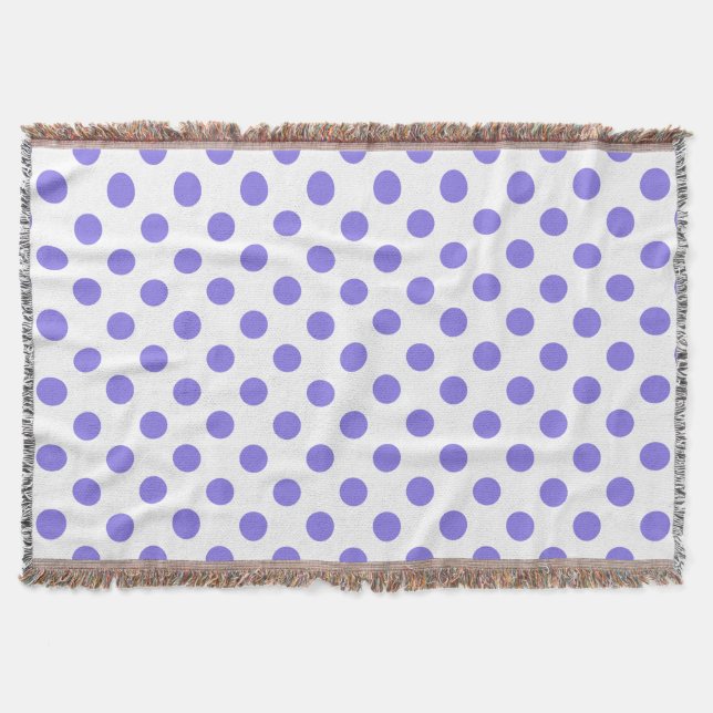Periwinkle polka dots throw blanket (Front)
