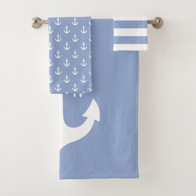 Periwinkle Preppy Anchor Monogram Bath Towel Set (Insitu)