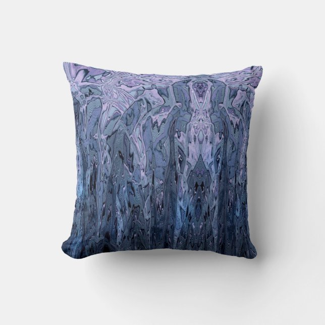 Periwinkle Purple Blue Abstract Art Cushion (Front)