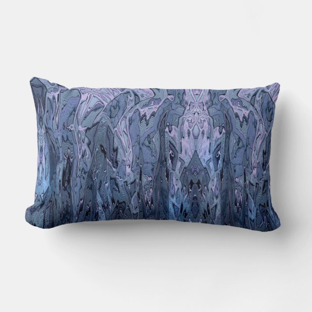 Periwinkle Purple Blue Abstract Art Lumbar Cushion (Front)