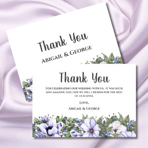 Periwinkle Purple Floral Wedding Thank You Card
