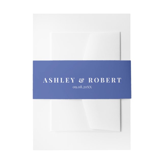 Periwinkle Purple Modern Wedding Invitation Belly Band (Front Example)